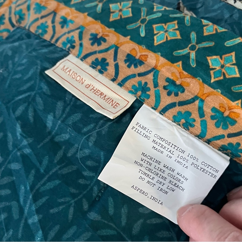 NWT Maison d'Hermine Throw Blanket Cotton Bed 50'' X 60'' Luxury Loft Dark Teal - Picture 7 of 8